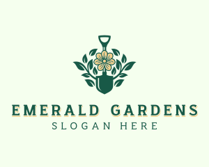 Floral Gardening Shovel logo design