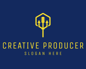 Producer - Pitchfork Microphone Audio logo design