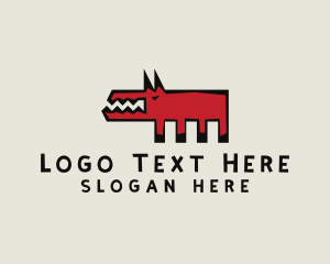 Dog Groomer - Angry Dog Cave Painting logo design