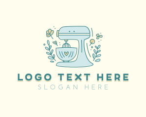 Kitchen Machine - Floral Baking Stand Mixer logo design