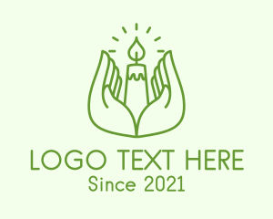 Green - Holy Candle Hand logo design