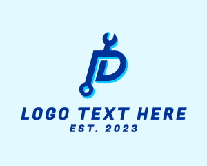 Cogwheel - Repair Wrench Letter D logo design