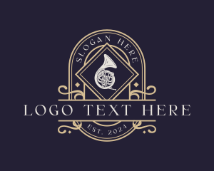 Brass Instrument - Luxury Musical French Horn logo design