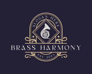 Luxury Musical French Horn logo design