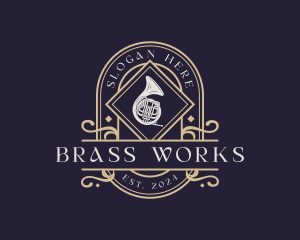 Luxury Musical French Horn logo design