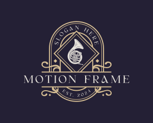 Luxury Musical French Horn logo design