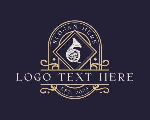 Musical Instrument - Luxury Musical French Horn logo design