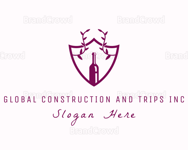 Shield Vine Wine Bottle Logo