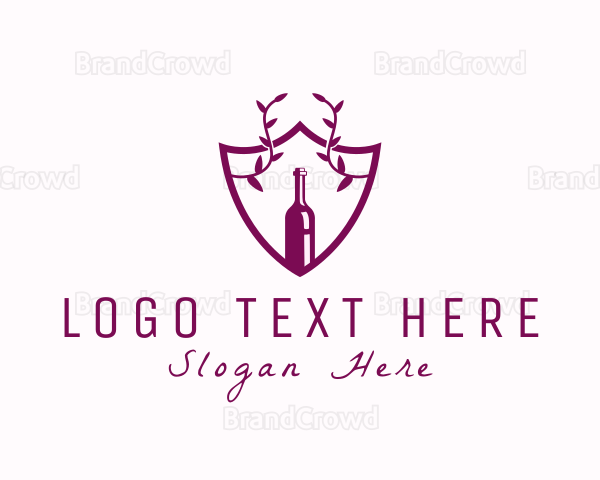 Shield Vine Wine Bottle Logo