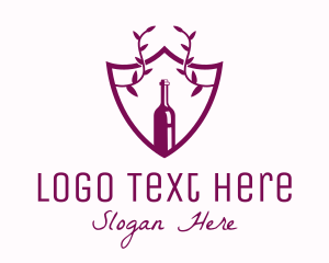 Bottle Shop - Shield Vine Wine Bottle logo design