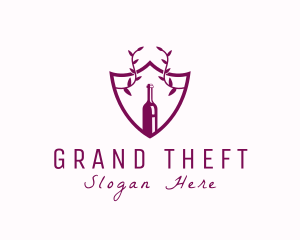 Brandy - Shield Vine Wine Bottle logo design