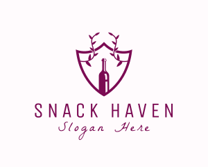 Shield Vine Wine Bottle  logo design