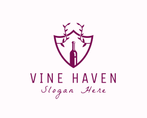 Shield Vine Wine Bottle  logo design