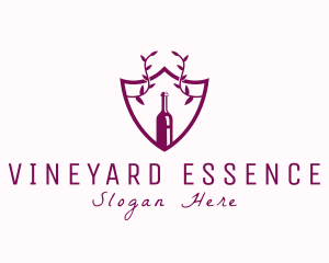 Shield Vine Wine Bottle  logo design