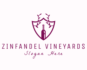 Shield Vine Wine Bottle  logo design