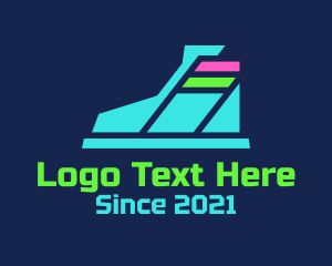 Running Shoes - Futuristic Neon Shoes logo design
