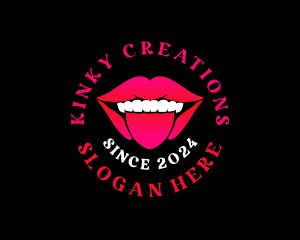 Kinky - Erotic Tongue Lips logo design