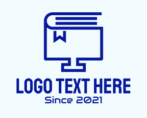 Online Library - Computer Book Monitor logo design