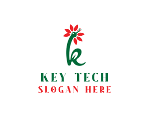 Green Red K Flower logo design