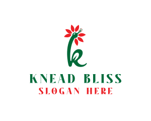 Green Red K Flower logo design