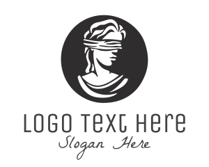 Round - Blindfolded Woman Legal Justice logo design