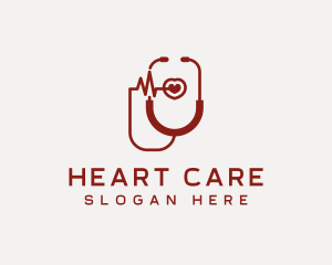 Cardiology - Cardiologist Heart Stethoscope logo design