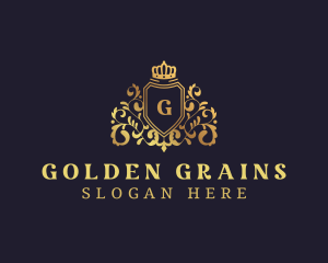 Golden Crown Regal Shield logo design