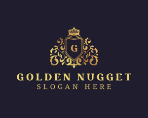 Golden Crown Regal Shield logo design