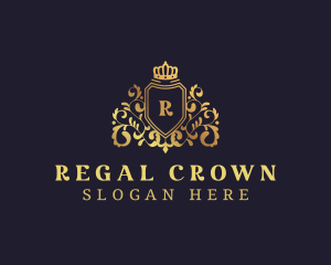 Golden Crown Regal Shield logo design