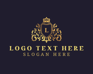 Event Planner - Golden Crown Regal Shield logo design