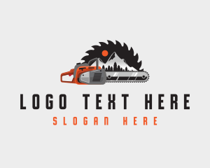 Forest - Woodwork Lumberjack Chainsaw logo design