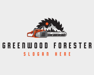 Woodwork Lumberjack Chainsaw logo design