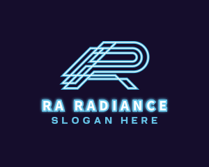 Tech Neon Light Letter R logo design