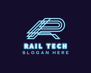 Tech Neon Light Letter R logo design