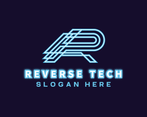 Tech Neon Light Letter R logo design