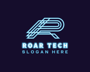 Tech Neon Light Letter R logo design