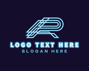 Technology - Tech Neon Light Letter R logo design