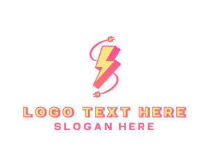 Power - Electricity Bolt Power Adapter logo design