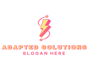 Electricity Bolt Power Adapter logo design