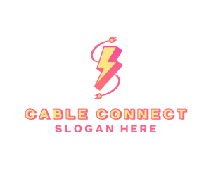 Cable - Electricity Bolt Power Adapter logo design