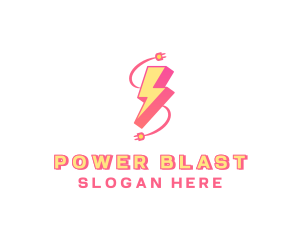 Electricity Bolt Power Adapter logo design