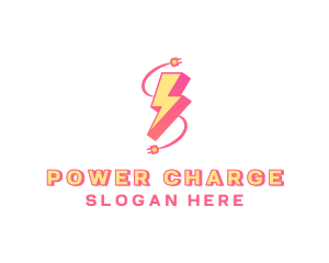 Electricity Bolt Power Adapter logo design