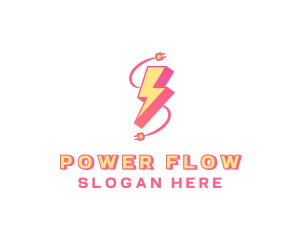 Electricity Bolt Power Adapter logo design