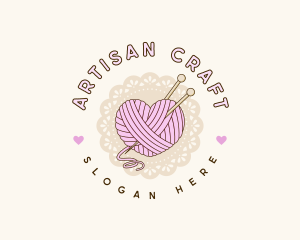 Crafty Heart Knitting logo design