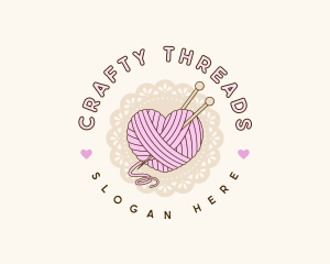 Crafty Heart Knitting logo design