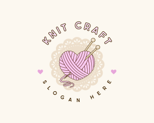 Crafty Heart Knitting logo design