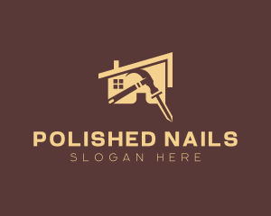 House Construction Nail Hammer logo design