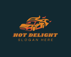 Flaming Sports Car Race logo design