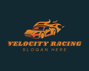 Flaming Sports Car Race logo design