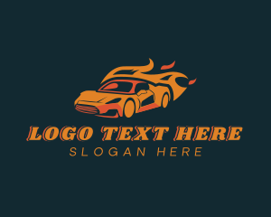 Fast - Flaming Sports Car Race logo design